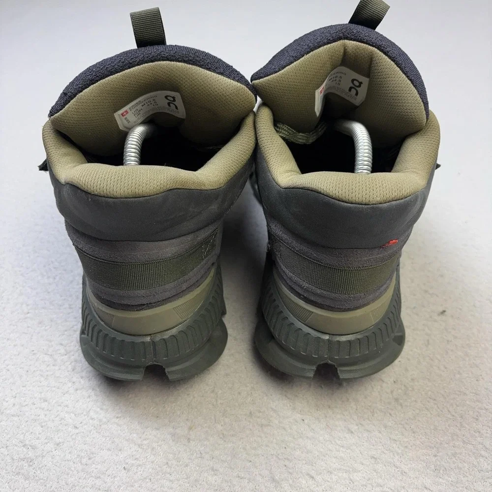 On Cloud Hi Edge Defy Shoes Mens Size 10.5 Green Suede Trail Hiking Sneakers